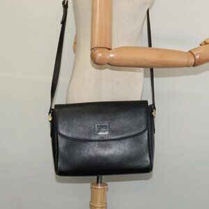 Burberrys Shoulder Bag Leather Gold Black Auth ep10528